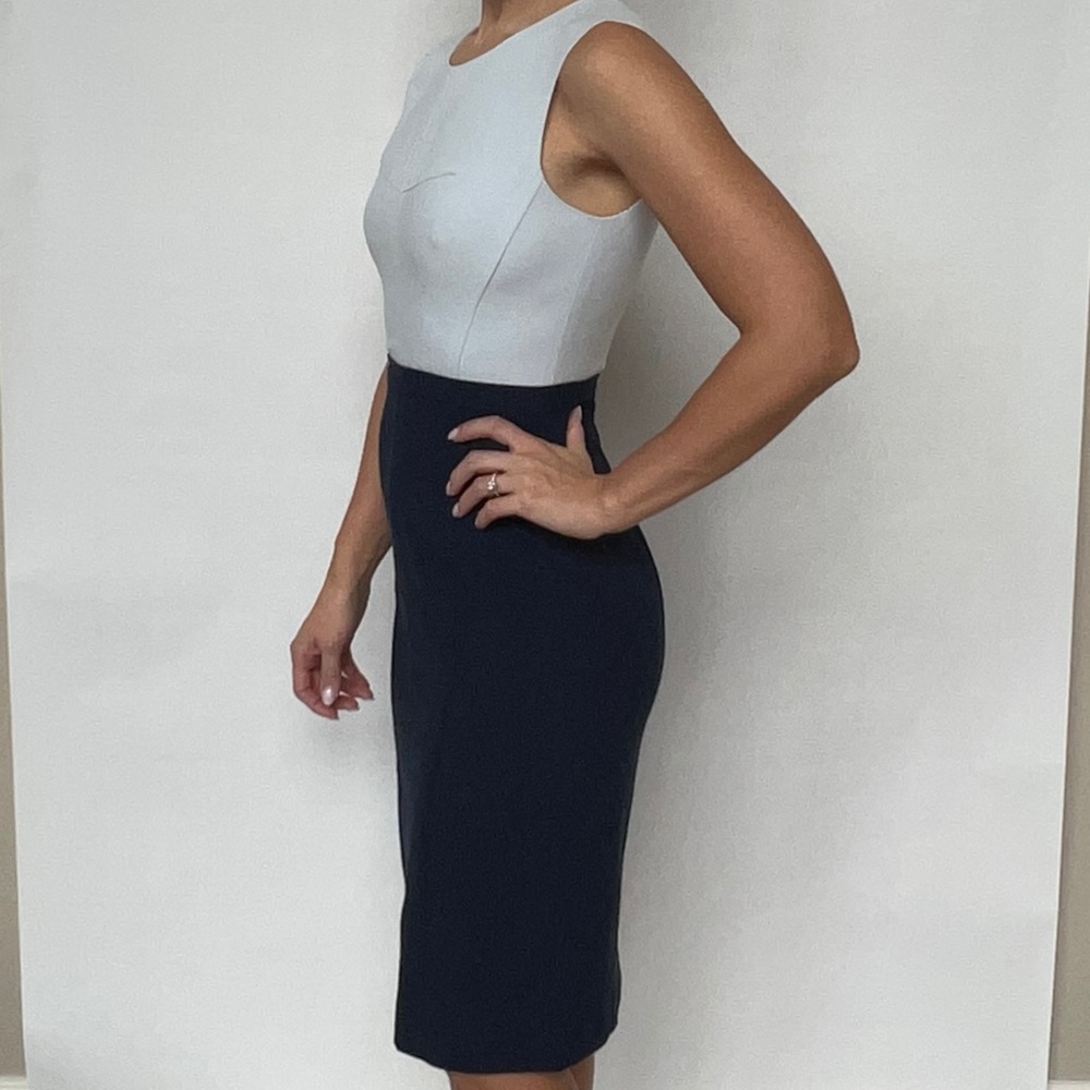 BCBGMaxAzria Color block pencil dress w/zipper in navy and light blue. S small